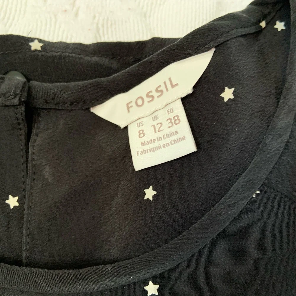 Fossil Black Top with White Polka Dots - Picture 4 of 5